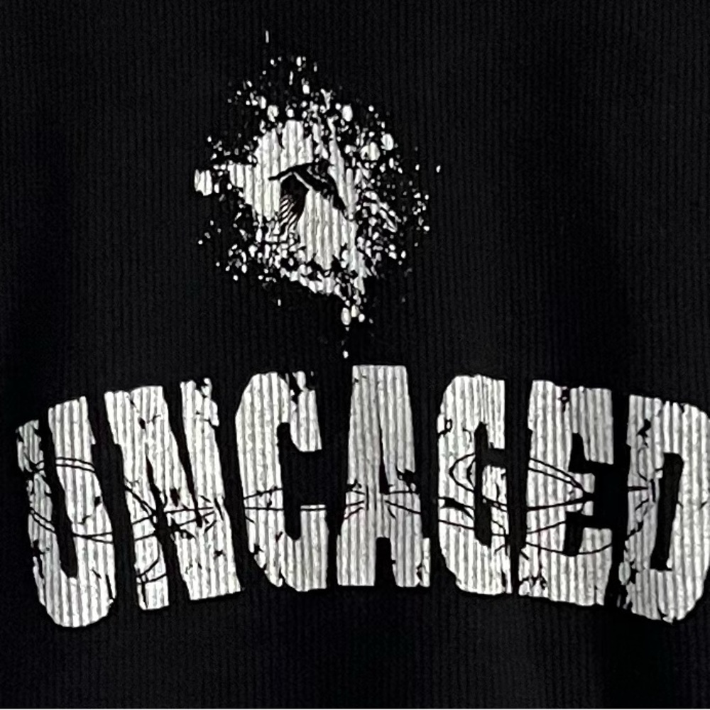 American Apparel UNCAGED MMA Ribbed Tank Top Black Skull Graphic Made USA L - Picture 3 of 8